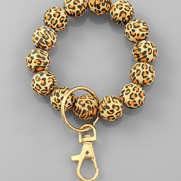 Leopard Ball Key Ring Bracelet - Picture 1 of 2